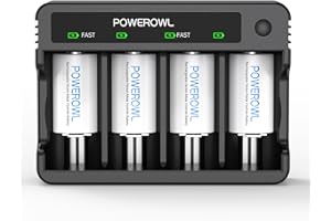 POWEROWL Rechargeable C Batteries with Charger, USB Quick Charging, Universal Battery Charger (ZN452E)