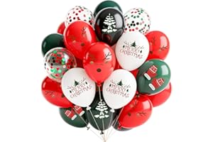 Tookala Weihnachten Deko Luftballons Grün, 20 Stück Rot Grün Konfetti LuftBallons, Merry Christmas Ballons 12 inch, Weihnachten deko Neujahr Partydeko Kinder