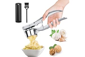 XIAOWANWAN Knoblauchpresse mit Knoblauchschäler und Bürsten,Manuelle Knoblauchpresse,Garlic Press Küchenhelfer,Knoblauchschneider