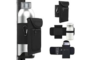 Byfoyif Sac Magnétique pour Bouteille d'eau, Pochette de Gym pour Bouteille, Porte Gourde Aimanté avec Mousqueton, Sac de Sport Magnétique avec Pochettes pour Téléphone et Carte, pour Musculation