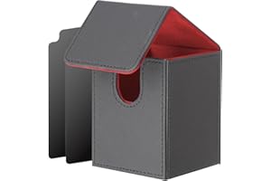 ECOSEAO Scatola Box Porta Carte, MTG Deck Box, Porta Deck Capacità 100+ Carte, con 2 Piastra di Partizione, Magnetic Flip Deckbox per YuGiOh TCG(Nero-rosso)