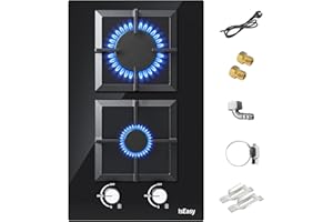 IsEasy Placa de gas, 2 quemadores, cocina empotrada - gas natural/propano