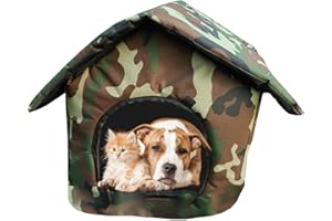 LECERROT Maison pour Chat, Niches À Chat Chauffée, Abri d'hiver Chaud pour Chats Chiens, Maison pour Anim, Intempéries pour L'extérieur, Extérieur pour Chat Ou Chien, S//L