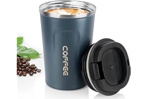 MOMSIV Schwarze Kaffeetasse, Vakuum wiederverwendbare auslaufsichere Kaffeetasse, Isolier-Edelstahl-umweltfreundliche Reisebürobecher für heißen Kaffee, Tee und kalte Getränke (Blau)