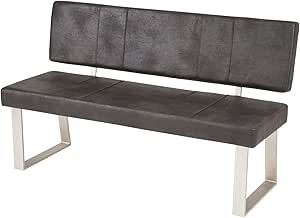 lifestyle4living Esszimmerbank mit Rückenlehne, Anthrazit, 2-Sitzer