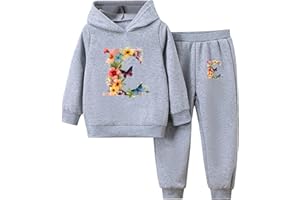 Amur Leopard Fille Survêtement 2pcs Sweatshirt à Capuche + Pantalons Costume Jogging Enfant Imprimé de Fleurs pour Automne Hiver