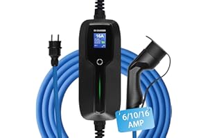 astoneves Chargeur EV Type 2 câble de Charge Portable Mode 2 6/10/16A avec Prise Schuko pour véhicule électrique Conforme à la Norme IEC 62196-2 (câble de 5m, 220-240V, Max 3,6kW)