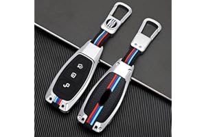 Otai Zinc Alloy Car Flip Key Case Cover Keychain for Ford Mondeo 3 4 5 MK3 MK4 MK5 Focus 3 4 Ranger S C Max Explorer (Silver, 3 Tasten A)