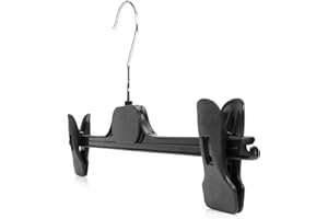 Hangerworld - 10 Black Plastic Trouser & Skirt Adjustable Clip Hangers – 35cm