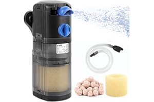 OMECO Aquarium Filter Innenfilter klein 500L/H Aquarium Filterpumpe Leise 8W Einstellbarer Aquarienfilter mit Sauerstoffversorgung und Filtration Zubehör Aquarium Filter 30l 60l 120l Süß-und Meer