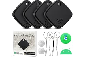 CMINGKEJI Smart Air Traceur Tag, Apple et Android Traceur Lot de 4, Fonctionne avec l’app Google Localiser ou Apple Find My, IP67, Batterie de Rechange Localisateur D’Objets pour clés/Portefeuilles (Noir)