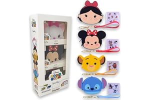 #sbabam FUNNY BOX Disney Tsum Tsum Hand Bag, Borsetta Bambina e Ragazza con Personaggi Disney, Gadget Compleanno Bambina con Sticker e Laccetto, Morbida Borsa Bambina con Minnie, Stitch e Altri, 3 Pz