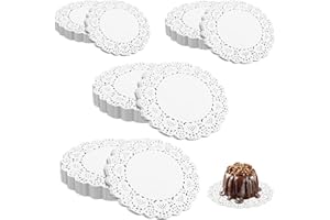 MOZEAT LENS Centrini di carta, 200 centrini rotondi in carta bianca in pizzo per vassoi da dessert, tovagliette di carta usa e getta per tavoli, centrini di carta, dimensioni assortite, 11,4, 13, 16,5, 19,1 cm,