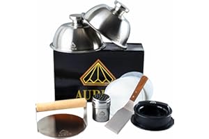 AURUM GOURMET TOOLS Aurum® Kit Hamburguesas Deluxe Con Prensa Hamburguesas Smash Burger, Molde Hamburguesas, Plancha Barbacoa, Prensa Para Tortillas, Pan Hamburguesa, Aplastador De Patatas, Utensilios Cocina Acero Molde