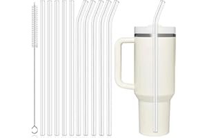 PROOCI EMPOWERING A BETTER LIFE PROOCI Lot de 10 Paille de Remplacement de 31 cm pour Gobelets Stanley et Yeti 30-40 oz Cup, Longues Pailles Réutilisables en Plastique Tritan Qualité Alimentaire avec Brosse de Nettoyage, Transparent