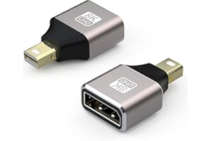 VMOJO 2er-Pack Mini-DP-Stecker auf DisplayPort-Buchse, 8K-Erweiterungskonverter, 8K@60Hz, 4K@144Hz, DisplayPort 1.4, bidirektionale Übertragung, DisplayPort auf Mini DisplayPort 8K-Adapter
