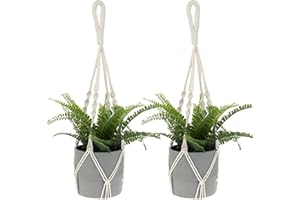 Jeffdad 2 Stück Makramee Blumenampel, Baumwollseil für Hängepflanztopf Boho Deko Beige Hängeampel Zum Aufhängen für Innen Außen Garten Wohnzimmer Balkon Fenster Balkone Wanddekoration(58cm)