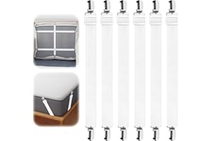 Arvoni 6 Pièces Attache Drap Housse, 65-250 cm Tendeur Drap Housse Réglable, Tendeurs de Drap Élastique avec Clips Métalliques, pour Draps, Matelas, Planches à Repasser, Canapés, Nappes