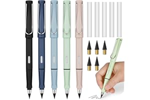 vgggrd Infinity Pencil with Eraser, Reusable Inkless Colored Pencil for Writing, Sketching, Drawing, School Supplies, Durable Writing (5 Color)