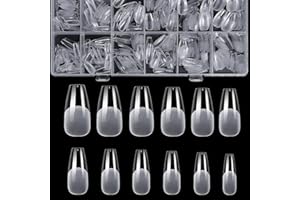 ZEYACHAN 504 Pièces Capsule Americaine Ongle, Faux Ongles en Gel-Ballerine Longue, Gel x Pose Americaine Ongles Couverture Complète Pour Débutant, Salons de Manucure- Transparent-12 Tailles