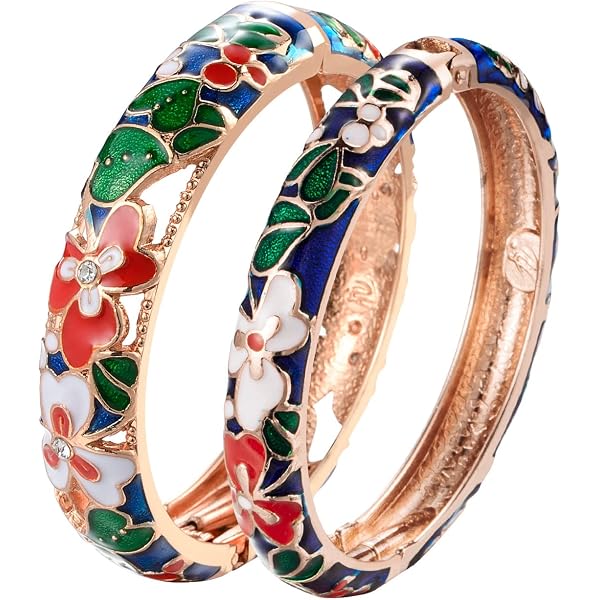UJOY Bracciale Donna In Smalto Blu Fatto A Mano – Set Di 7 Bracciali In Lega Di Zinco, Vintage, Con Sacchetto Di Velluto, Cod. 55A41-55B40
