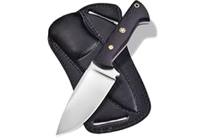 TATLA CRAFT Fixed Blade Hunting Carry Knife Stainless Steel Blade Bushcraft Knives, Scout Carry Knife with Leather Sheath Wengi Wood Handle Strong Grip, Tracker Knives for Hunting, Outdoor Camping Knifes.