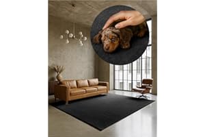 ‎TEXMAXX TEXMAXX Weicher Kurzflor Teppich Wohnzimmer mit rutschhemmender Rückseite (160 x 200 cm) - Modern für Flur, Esszimmer und als Schlafzimmer Teppich in Anthrazit dunkel - Waschbar bis 30 Grad