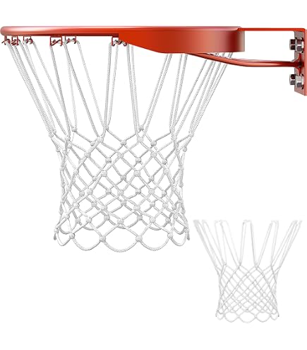Yooyan Lot De 2 Filets De Rechange Pour Panier De Basketball - 12 Boucles, 55 Cm, Résistant Intérieur/Extérieur, Blanc
