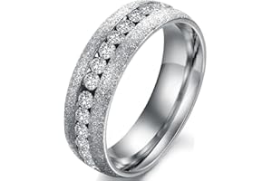 JewelryWe Damenring Herrenring Strass Edelstahl: Edelstahl Ring mit Strass Linie Eheringe Verlobungsringe Damen Herren Ringe für Ewigkeit Hochzeit Silber