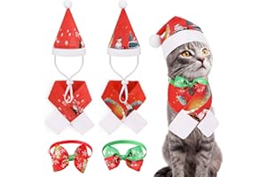 Cappello da Babbo Natale per cani e gatti di Natale + Sciarpa natalizia per animali domestici + Colletto natalizia con papillon,Jupsk 6 pezzi costume da compagnia natalizio per gatti, gattini,cuccioli