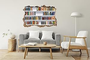 WALL MURALS ONLINE LTD Fake Bookcase 3d photo wall sticker wall mural (7333978) Library room (160cm x 120cm)