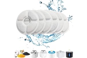 PewinGo Filtre Fontaine eau Chat, Filtre de Fontaine Triple Action 6 PCS pour Remplacement de la Fontaine de Chat avec Résine échangeuse d'ions, Charbon Actif pour Fontaine à Eau 2-2.5L