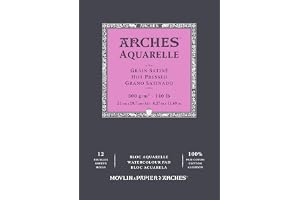 Arches Aquarelle 100% Satin 300g Limmad Block A4 12 ark Vit Naturlig