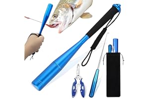 YUJUVI Fischtöter Angelzange 3-teiliges Angelzubehör Hakenlöser Fischbetäuber Set Aluminium Fisch Totschläger Angeln Zange Disgorger Forelle Angel Werkzeug mit Tasche (Blau)