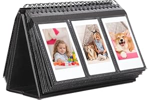 RUIBYTREE Álbum de Fotos de Escritorio Mini con 96 Bolsillos para la Cámara Instantánea Fujifilm Instax Mini 12/11/9/40/EVO, Compatible con Películas Polaroid Z2300/PIC - 300P/Z2300/Snap (Negro)