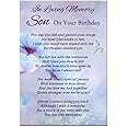 Son On Your Birthday Memorial Card Graveside Poem & Ground Stake F552, Multicoloured, 148mm x 105mm