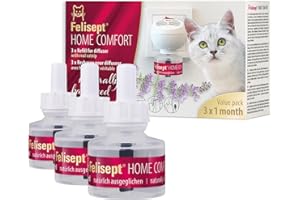 Felisept Home Comfort Repuestos 3x 45ml - Con Hierba Gatera Natural sin Feromonas para gatos - Reduce El Comportamiento Indeseable, El Estrés Y La Inquietud En Casa - Relajación Para Los Gatos
