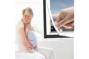 YIPUETERNITY Magnetyczna moskitiera okienna z ramą, 150 x 130 cm, moskitiera okienna, regulowana, magnetyczna siatka okienna, moskitiera z włókna szklanego, do okien, biała ramka z białą siatką