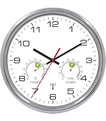 Perel Wall Clock Round Analogue Modern Clock Radio Controlled DCF for Living Room, Bedroom, Kitchen, Office, Battery Operated, Black Letters, White/Silver, 40 cm : Velleman Group nv