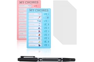 MODLOAN Chore Chart Kids, 2 Pcs Chore Board My Chores Checklist Board with 20 Blank DIY Paper & Double Headed Pen Removable and Reusable Plastic Memo Board School Home Daily Affairs Reminder
