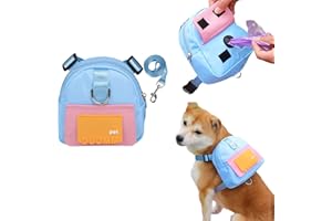 Yealay Dog Saddlebag Outdoor Dog Poop Bag Dispenser Treat Pouch, Dog Saddle Bag Backpack Harness with Lead D-Ring, Small Medium Dogs to Wear Saddle Bags for Hiking Travel Camping Training