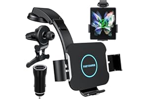 Qoosea 15W Qi szybka ładowarka indukcyjna samochodowa, podwójna bezprzewodowa cewka automatyczny uchwyt samochodowy na telefon do Samsung Galaxy Z Fold 5/Z Fold 4/3/2 Oppo Find N2