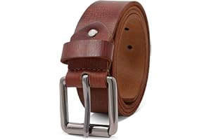 ROYALZ 'Richmond' Vintage 4mm Cinturón de cuero de búfalo robusto 4mm de cuero para hombre, correa para vaqueros con hebilla