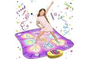 SUNLIN Tapis de Danse pour Filles de 3 à 10 Ans avec Lumières LED, Volume Réglable, 9 Musiques Intégrées, 7 Modes de Jeu, 5 Niveaux de Défi, Cadeaux de Noël et Anniversaire pour Filles de 3 à 8 Ans