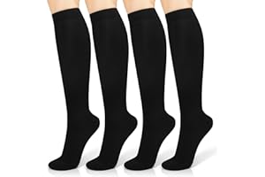 DEMARK 4 Pairs Compression Socks for Women & Men 15-20 mmHg is Best Athletic & Medical for Running Flight Travel Nurses