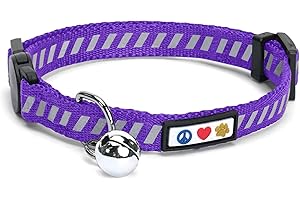 Pawtitas Collare per Gatti che Riflette il Traffico con Fibbia di Sicurezza e Campanellino Rimovibile Collare per Gatti Collare per Gattini Viola Collare per Gatti