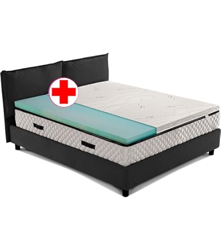Harde matrasoplegger, orthopedisch correctiematras van biogroen schuimplaat, hoogte 6 cm, hypoallergene stof, afneembare overtrek, 4-zijdig, zilver, kingsize bed, 190 x 200 cm