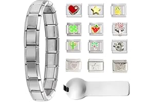 mohito Włoska bransoletka ze stali nierdzewnej, włoska bransoletka charms, z 1 narzędziem otwierającym 12 modeli, odpowiednia dla mężczyzn, kobiet, matek, prezentów świątecznych, Dimensioni standard,