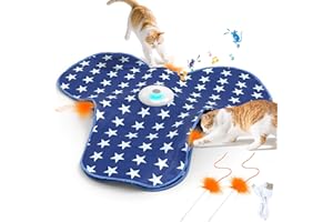 Iokheira Juguete Interactivo para Gatos, Juguete para Gatitos Activado por Tacto, Pluma Oculta, Sonido Realista De Ratón Chirriante, Juguete Gatos Adultos Aburridos En Interiores