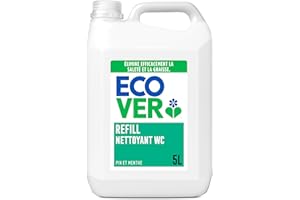 Ecover Recharge Nettoyant WC, Action Rapide, Nettoyant aux Extraits Botaniques pour Éliminer le Calcaire, Odeur de Pin et de Menthe, Bouteille de 5 Litres